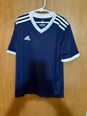 NWOT adidas Navy Blue Soccer Jersey with White Trim - Boys